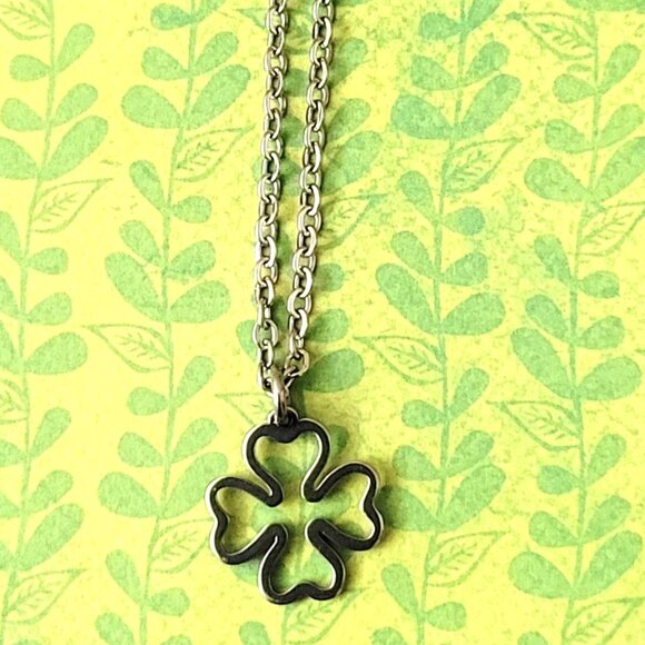 Four Leaf CLOVER Stainless Steel Charm Chain Necklace 18" IRISH Good Luck - Picture 2 of 9